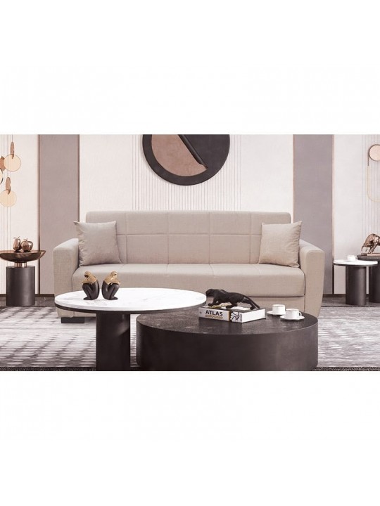 ANIMA LIGHT BROWN ΥΦΑΣΜΑ 3ΘΕΣΙΟΣ ΚΑΝΑΠΕΣ/ΚΡΕΒΑΤΙ ΜΕ ΑΠΟΘ.ΧΩΡΟ 210X80εκ. - ZITA PLUS