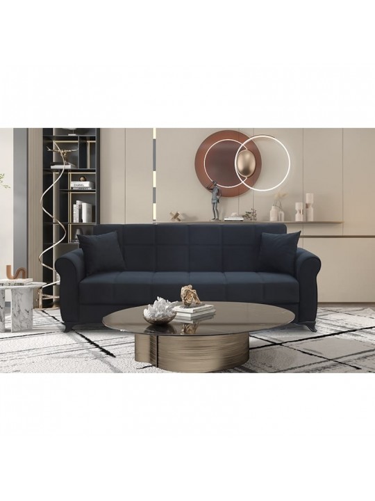 LENA BLACK ΥΦΑΣΜΑ 3ΘΕΣΙΟΣ ΚΑΝΑΠΕΣ/ΚΡΕΒΑΤΙ ΜΕ ΑΠΟΘ.ΧΩΡΟ 210X80εκ. - ZITA PLUS