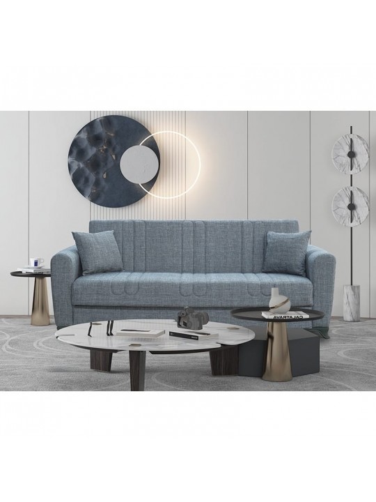 MELINA GREY ΥΦΑΣΜΑ 3ΘΕΣΙΟΣ ΚΑΝΑΠΕΣ/ΚΡΕΒΑΤΙ ΜΕ ΑΠΟΘ.ΧΩΡΟ 210X80εκ. - ZITA PLUS