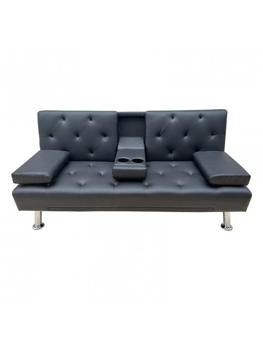 REST BLACK PU ΚΑΝΑΠΕΣ-ΚΡΕΒΑΤΙ 168X88εκ. - ZITA PLUS