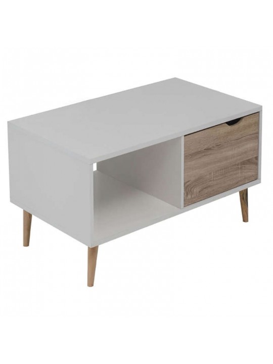 SIERA WHITE/S.OAK 100Χ60Χ38εκ.ΤΡΑΠΕΖΙ ΣΑΛΟΝΙΟΥ - ZITA PLUS