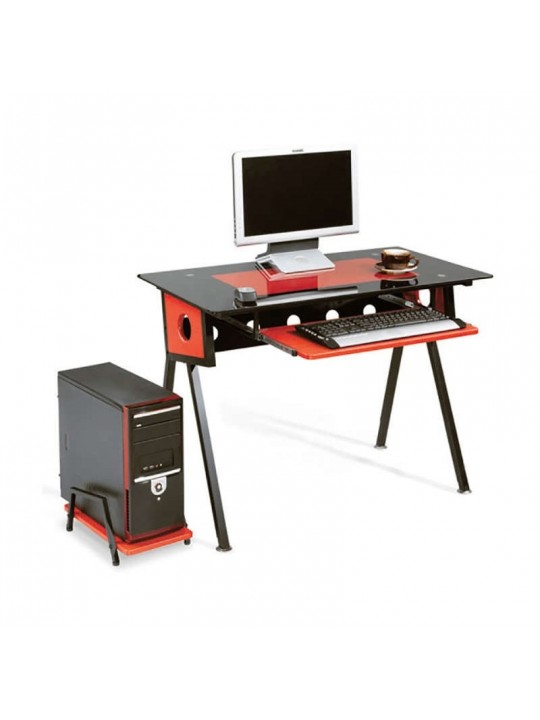 ΓΡΑΦΕΙΟ 100X53X75εκ.PVC ΚΟΚΚΙΝΟ/ΜΑΥΡΟΣ ΜΕΤΑΛ./CPU - ZITA PLUS