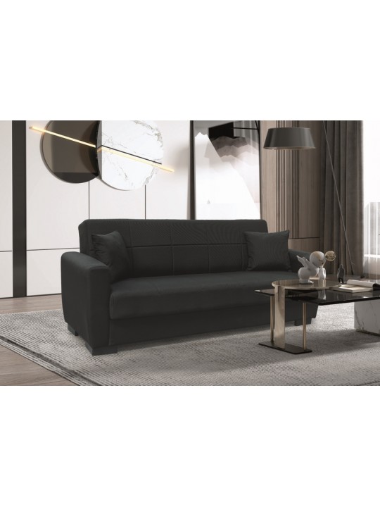 ANIMA BLACK ΥΦΑΣΜΑ 3ΘΕΣΙΟΣ ΚΑΝΑΠΕΣ/ΚΡΕΒΑΤΙ ΜΕ ΑΠΟΘ.ΧΩΡΟ 210X80εκ. - ZITA PLUS