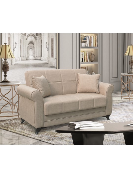 LENA LIGHT BROWN ΥΦΑΣΜΑ 2ΘΕΣΙΟΣ ΚΑΝΑΠΕΣ/ΚΡΕΒΑΤΙ ΜΕ ΑΠΟΘ.ΧΩΡΟ 150Χ80εκ. - ZITA PLUS