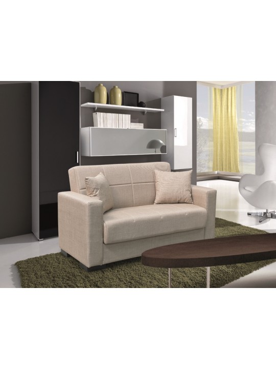 ROVER LIGHT BROWN ΥΦΑΣΜΑ 2ΘΕΣΙΟΣ ΚΑΝΑΠΕΣ/ΚΡΕΒΑΤΙ ΜΕ ΑΠΟΘ.ΧΩΡΟ 150Χ80εκ. - ZITA PLUS