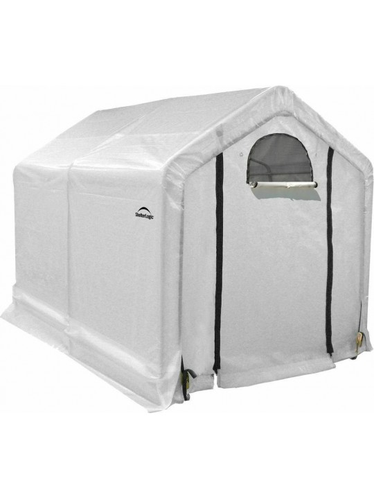 Shelterlogic Growit Peak Backyard Θερμοκήπιο Τύπου Σπίτι με Μεταλλικό Σκελετό και Ράφια 2.4x1.8x2m